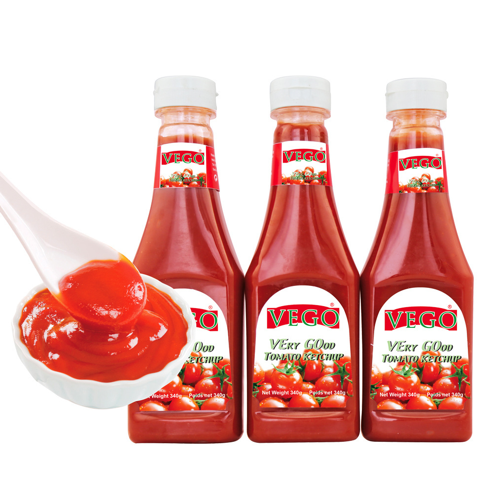 340g Fresh Double Concentrate Tomato Ketchup with Plastic Bottle ketchup plastic squeeze tomato sauce from factory