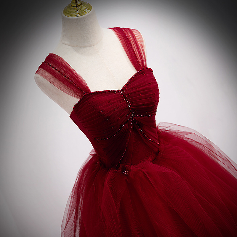 ZX-479 Latest Wine Red Quinceanera Dresses Ball Gown New Tulle Fabric Crystal Bodice For Party Wear Princess dress