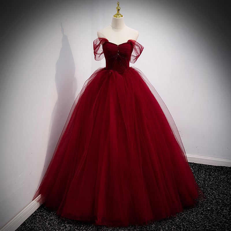 ZX-479 Latest Wine Red Quinceanera Dresses Ball Gown New Tulle Fabric Crystal Bodice For Party Wear Princess dress