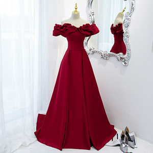 ZX-304 New Arrival Burgundy One-shoulder Long Bridesmaid Dresses Custom Manufacturer Evening Dresses Prom Dress