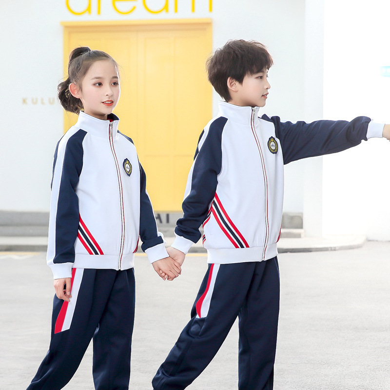 LQ008 Custom Spring Primary Middle School Students Uniforms Sets Boys And Girls Sports Tracksuits