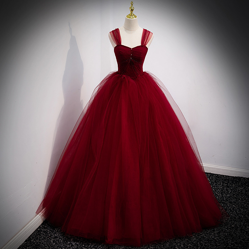 ZX-479 Latest Wine Red Quinceanera Dresses Ball Gown New Tulle Fabric Crystal Bodice For Party Wear Princess dress