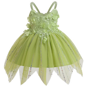 3085 Kids Cosplay Costumes Floral Pattern Sweet Princess Girls Fairy Tale  Birthday Party Dresses With Wing