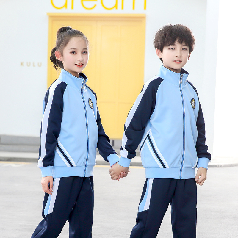 LQ008 Custom Spring Primary Middle School Students Uniforms Sets Boys And Girls Sports Tracksuits