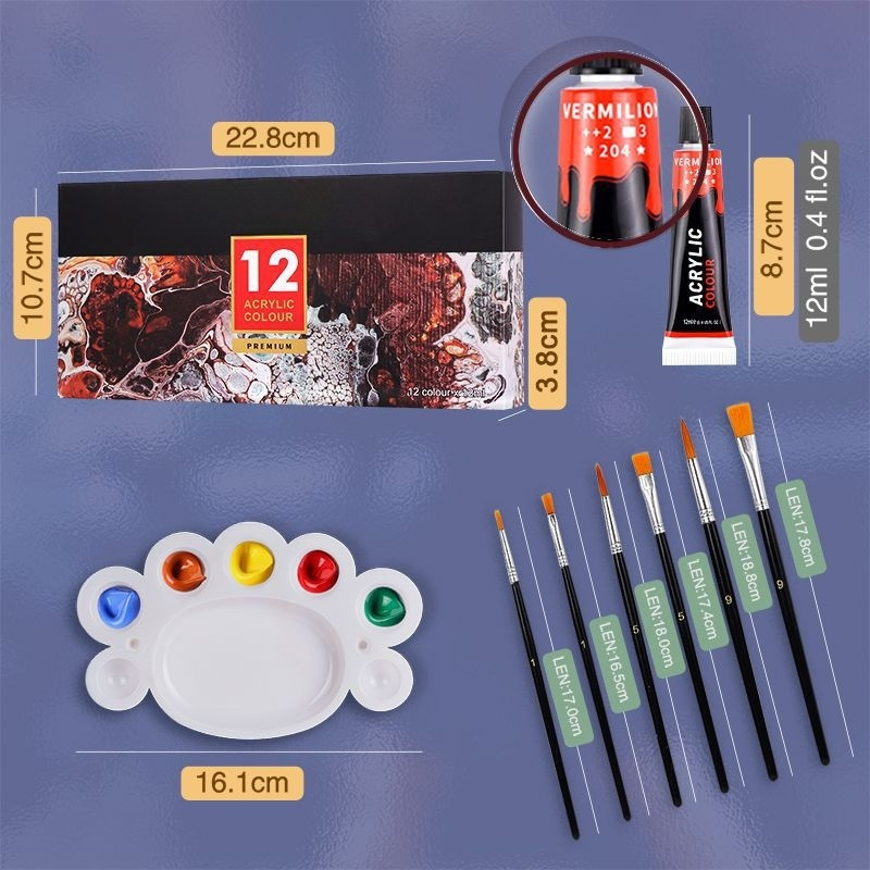 Acrylic Paint 12 24 36 Colors 12ml Acrylic Painting Hand Painted Paint Diy Waterproof Set Boxed Wholesale