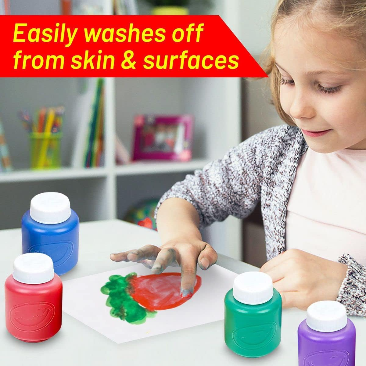 Washable Acrylic Paint Set For Kids Adults Craft ProjectsFinger Painting Supplies Kit