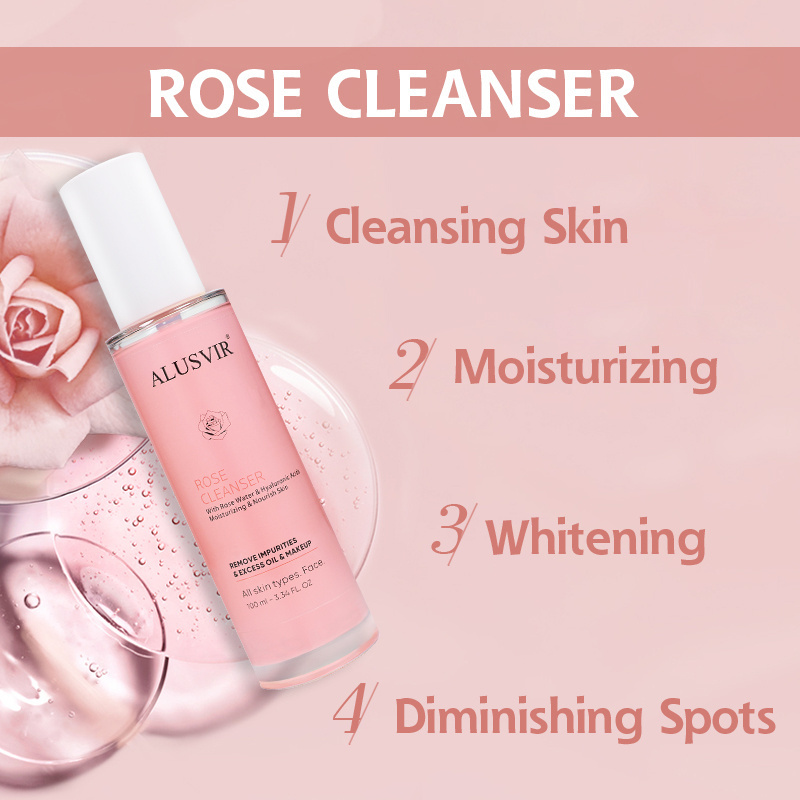 Rose Jelly Facial Skin Care Face Wash Cleanser Korean Private Label Vegan Natural Women Facewash Deep Clean Whitening Pink Foam