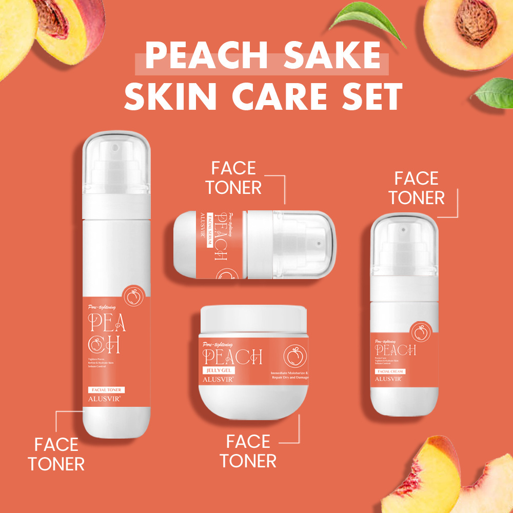 Customized Label Cosmetic Beauty Organic Skin Care Facial Refresh Pore Tightening Products Peach Skincare Face Toner Skin  Mist