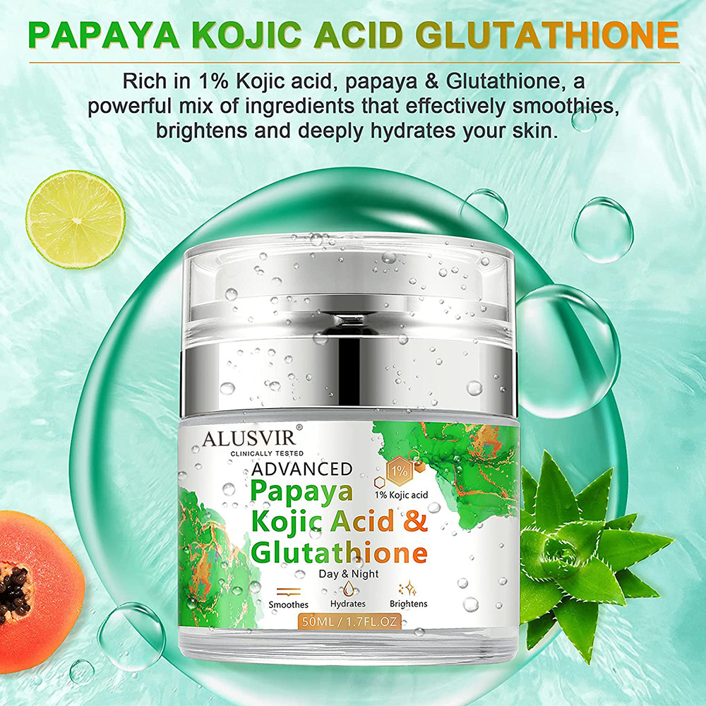 Private Label Organic Skin Papaya Kojic Acid Glutathione Face Bleaching Whitening Moisturizer Night Cream Lotion For Dark Skin