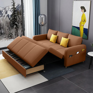 3 In 1 Pull Out Folding Sofa Bed Extendable Modern Tufted Fabric Sofa Beds With Multi-use Storage