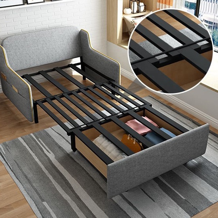 Customized factory pull out multifunctional folding sofa bed furniture single double living room sofa bed with storage