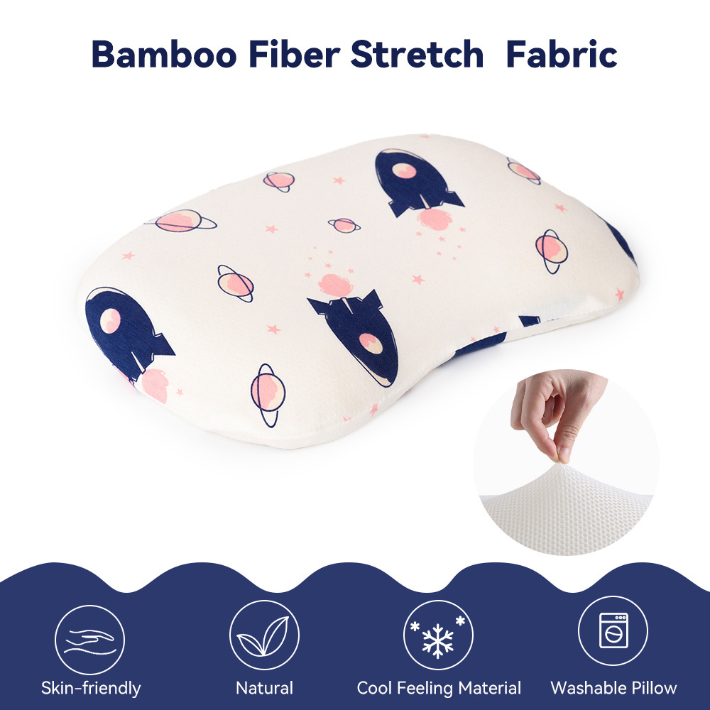 2023 Newest Baby Sleeping Pillow Silicone Foam Filling Kids Bedding Bamboo Fiber Baby Pillow For 0-12 Months Baby