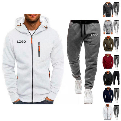 Chinjane Custom Print Training Polyester Track Suits Men Sport Jogger Tracksuit 2 Piece Sweatsuits Men Plain Blank Sweat Suits