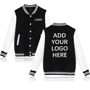 High Quality College Polyester Blank Bomber Custom Sport Fall Plain  Baseball Jackets Mens Black Varsity Jacket Women