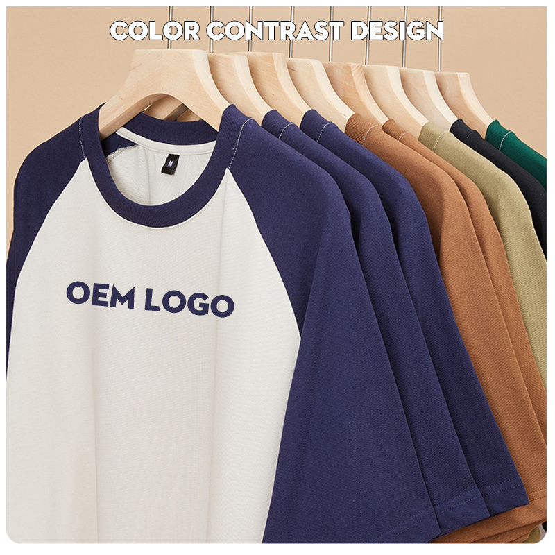 Chinese Clothing Manufacturers Oversize Tshirt Streetwear Custom Logo Unisex Two Tone Shoulder Drop T-Shirts Men Patchwork Shirt