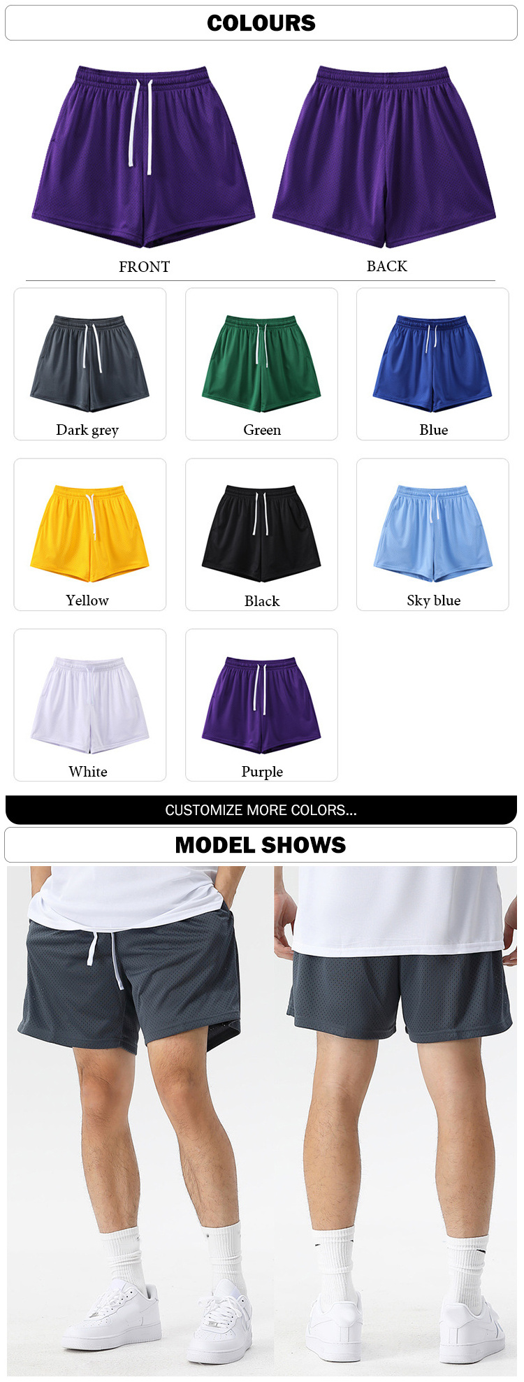 Wholesale Blank Sports Training Shorts Custom Fitness Double Layer Breathable Mesh Basketball Shorts For Men 5 Inch Inseam