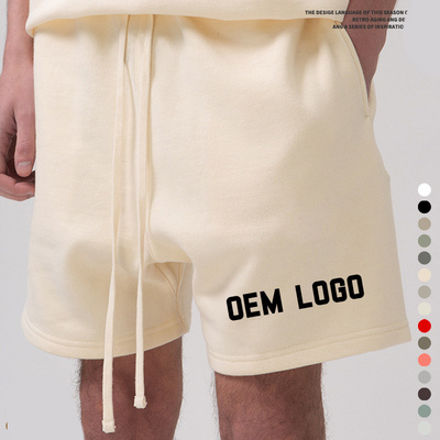 French Terry Custom Logo Blank Cotton Sweat Short Drawstring Solid Color Fleece Jogger Sports Heavyweight Shorts For Men