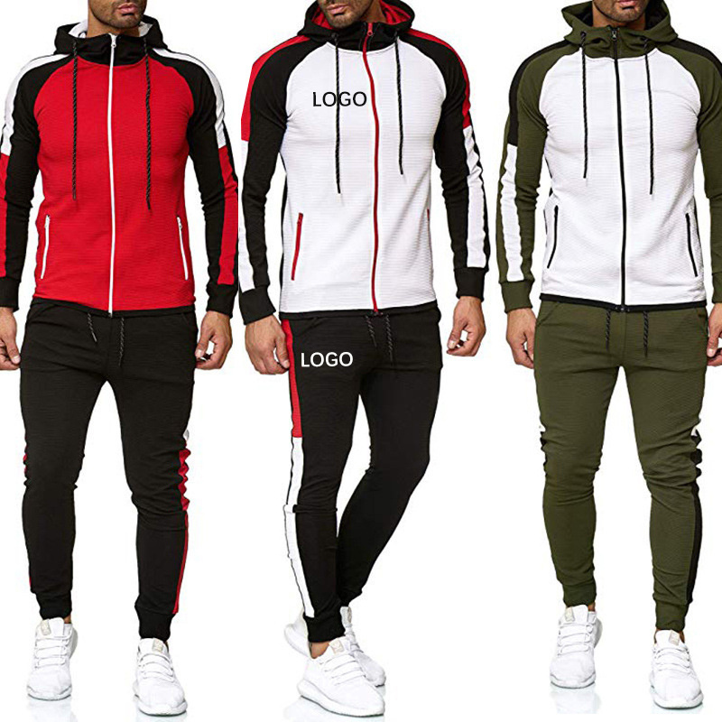 High Quality Custom Mens Sweat Suit Vendor Jogger Sweat Zip Up Suits Mens 2 Piece Sweatsuits