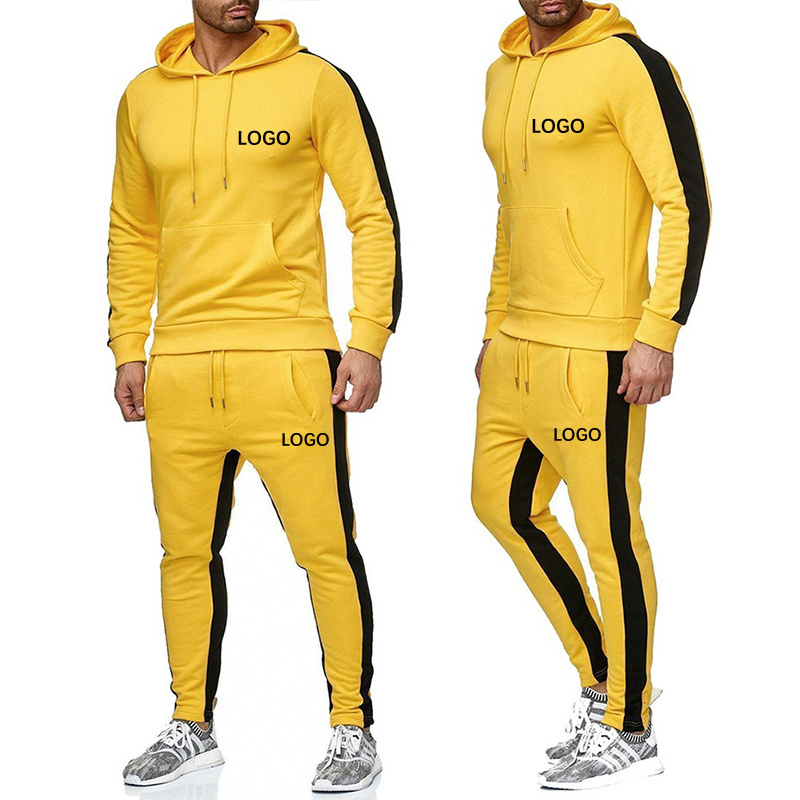 Customize Embroidery Blank Men Logo Fall Jogger Sweat Suits Plus Size 2 Piece Sweatsuit Winter Hoodies Tracksuit