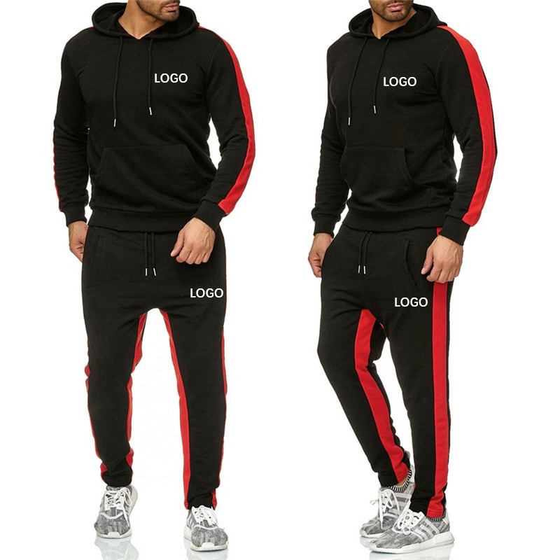 Customize Embroidery Blank Men Logo Fall Jogger Sweat Suits Plus Size 2 Piece Sweatsuit Winter Hoodies Tracksuit