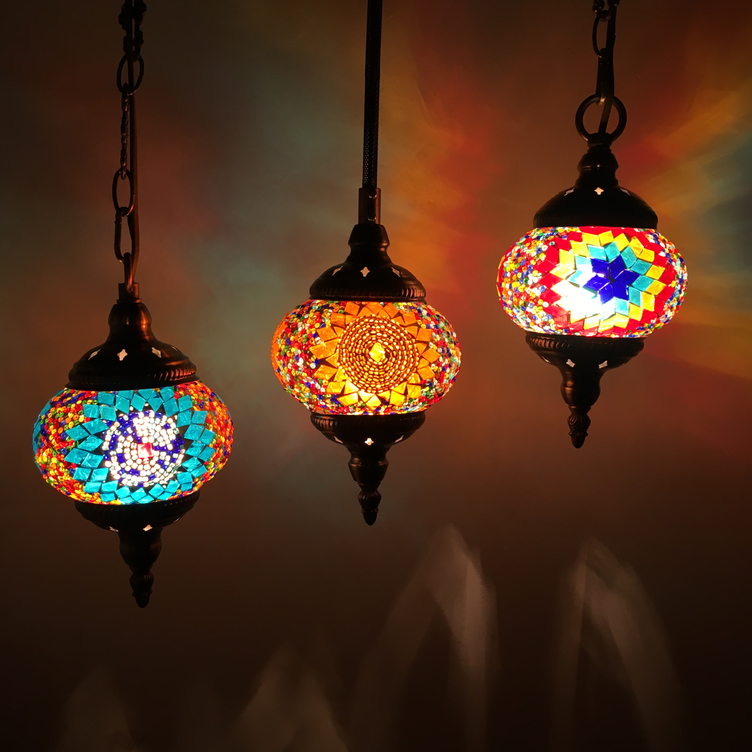 Turkish Mosaic Pendant Lights Chandelier Moroccan Hanging Light Fixture Bohemia Mediterranean Lighting Turkish Lamps LED Glass