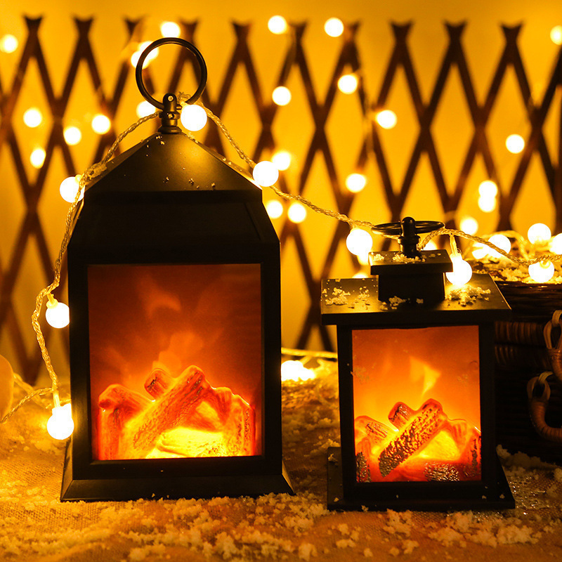 LED Creative Home Fireplace Flame Modeling Lamp Nordic Style Decor Christmas Ornaments Mini Lantern Table Desk Night Light