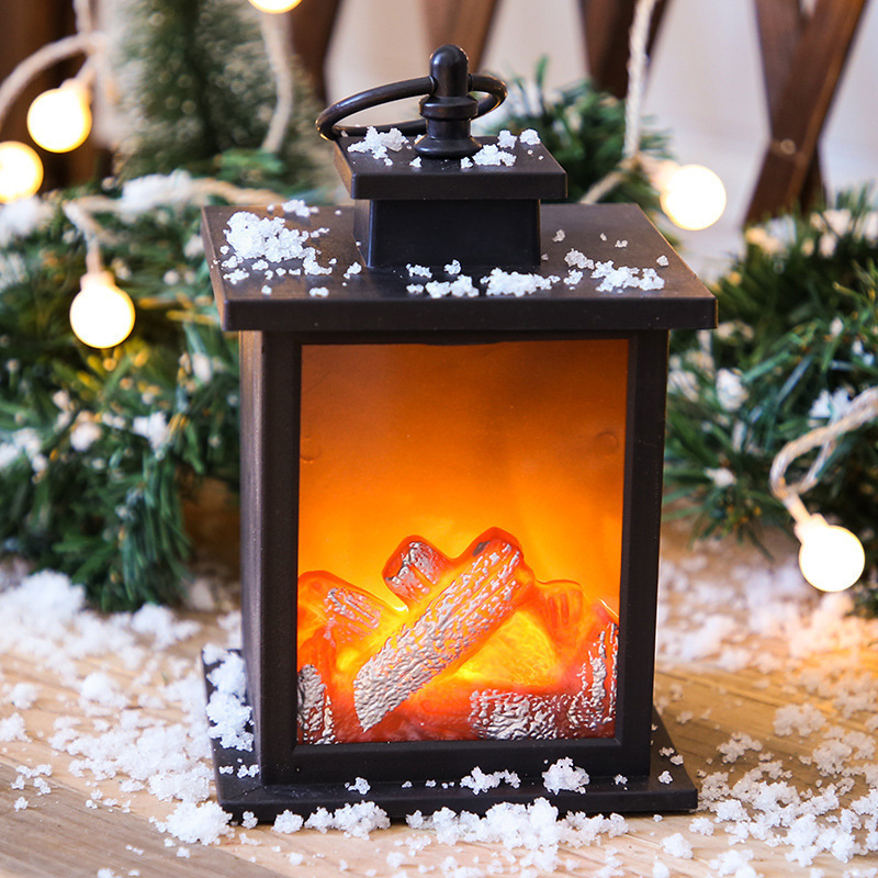 LED Creative Home Fireplace Flame Modeling Lamp Nordic Style Decor Christmas Ornaments Mini Lantern Table Desk Night Light