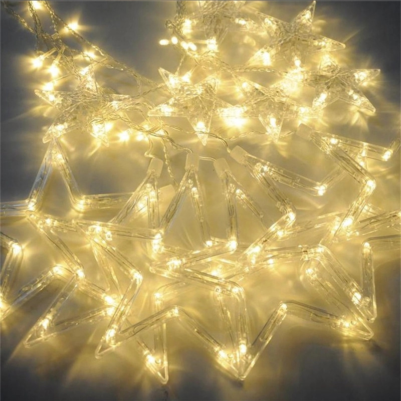 110V 220V LED Star Curtain String Light Fairy Lights Christmas Garland For Wedding Party Window Outdoor Indoor New Year Decor