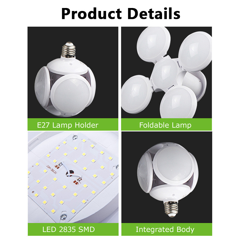 Creative Mini Folding Led Lamp E27 Led Bulb Ceiling Fan Lampada Led Light AC220V Foldable Fan Blade Angle Adjustable Led Bulb