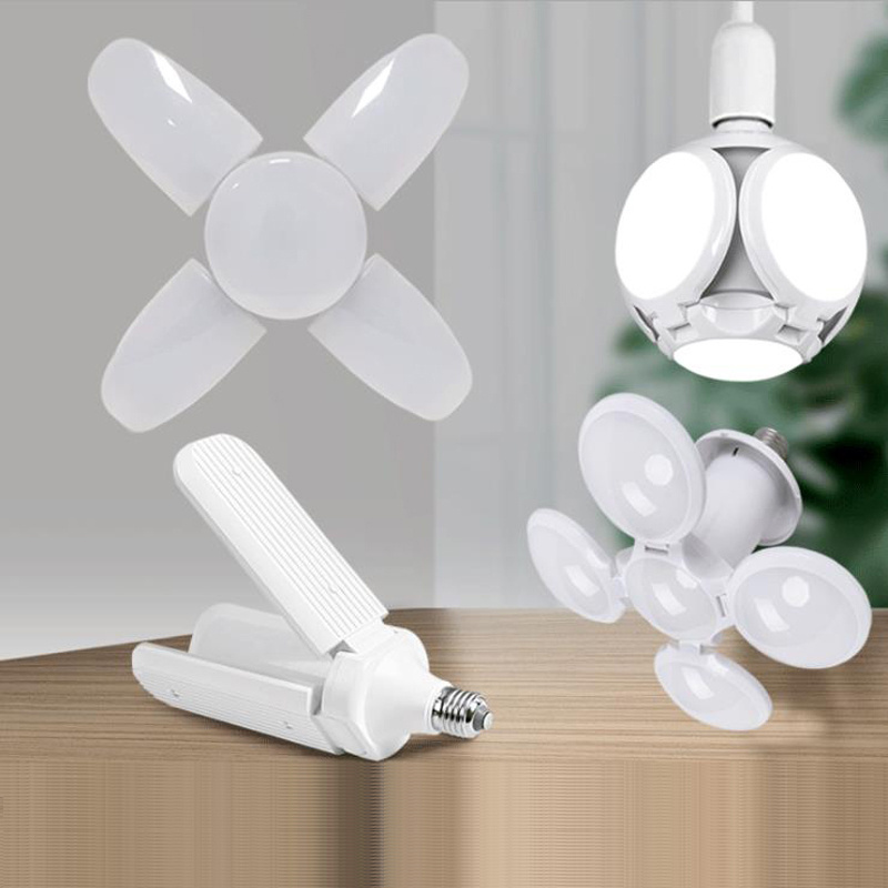 Creative Mini Folding Led Lamp E27 Led Bulb Ceiling Fan Lampada Led Light AC220V Foldable Fan Blade Angle Adjustable Led Bulb