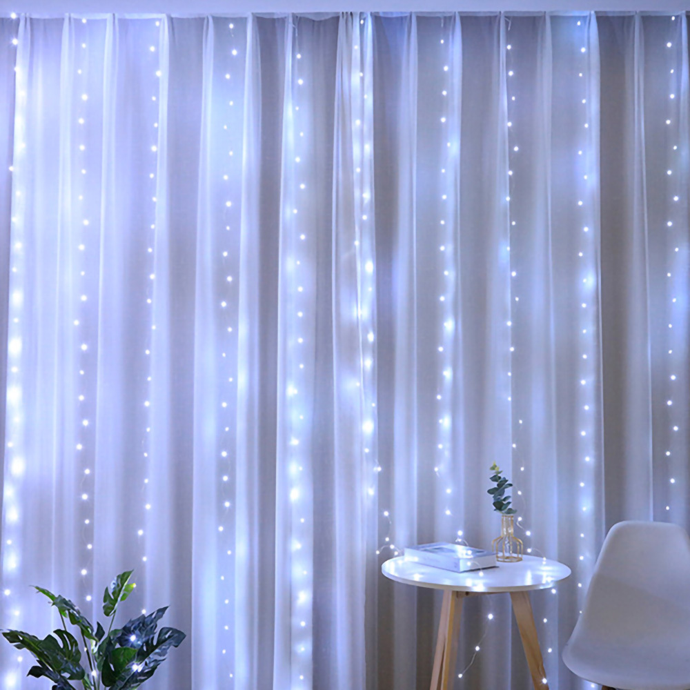 With Hook 3*3M USB Fairy Curtain String Lights 300 LED With Remote Timer Window Christmas Garland For Wedding Home Decoration