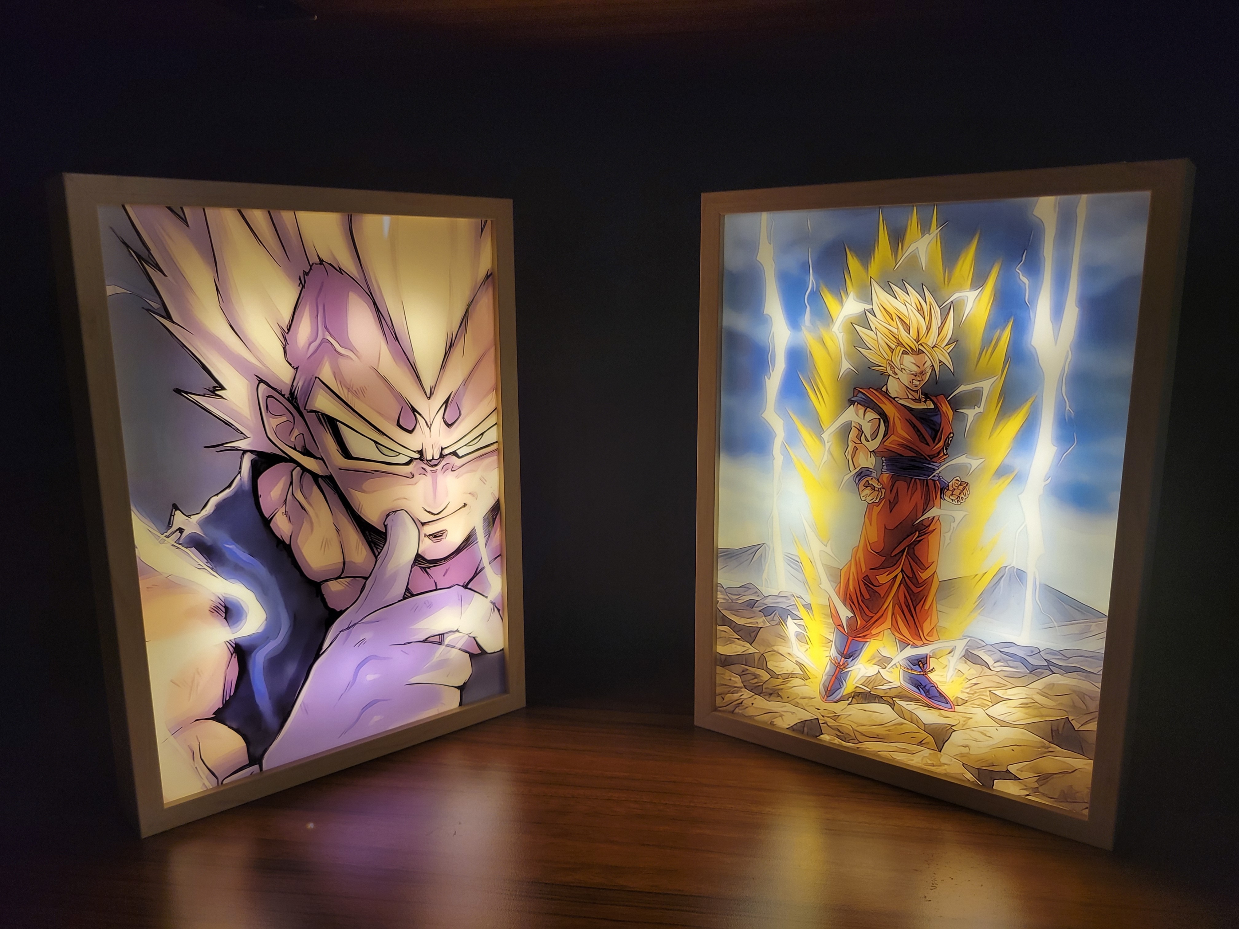 Anime Light Up Led Painting Framed USB Power Tabletop Decorative Lamp Night Sunlight Shadow Box Wall Art Picture Dragon Ball Sup