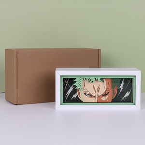 Hot sale Customized Light up Manga Tricolor Poster Led Strips painting Anime Box Decor Art Carving Lamp With Gift Box For Kid