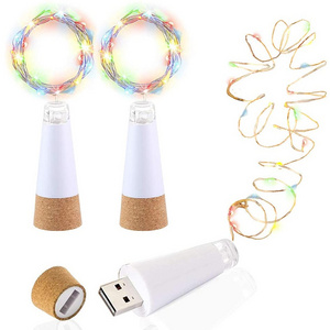 20 LEDs Cork Bottle Fairy Lights USB Rechargeable Copper Wire String Lights For Bedroom Room Home Wedding Party Decoration