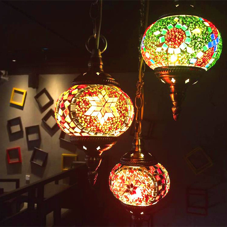 Turkish Mosaic Pendant Lights Chandelier Moroccan Hanging Light Fixture Bohemia Mediterranean Lighting Turkish Lamps LED Glass