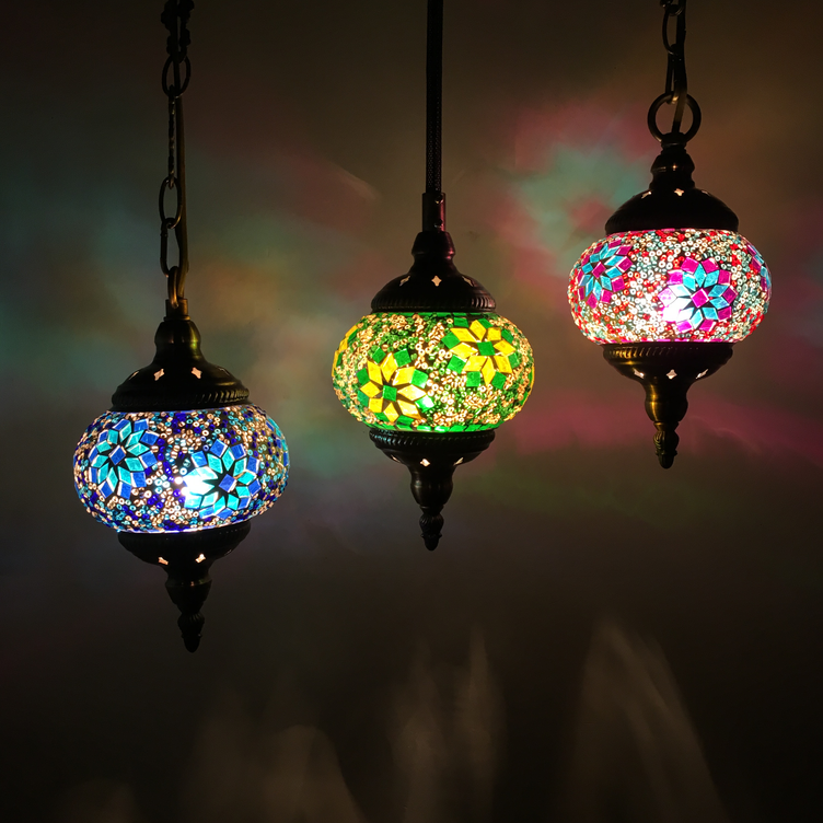 Turkish Mosaic Pendant Lights Chandelier Moroccan Hanging Light Fixture Bohemia Mediterranean Lighting Turkish Lamps LED Glass