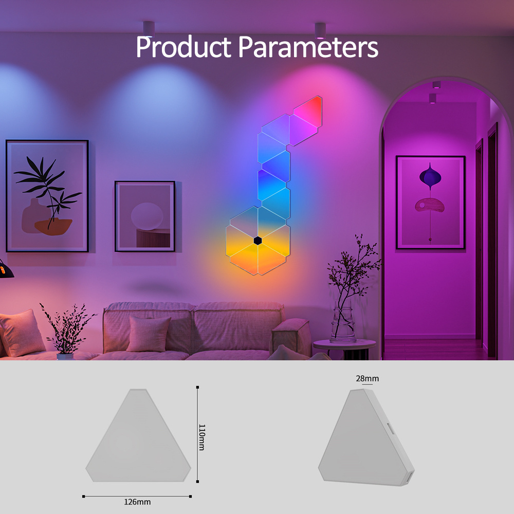 RGB WIFI APP Smart LED Triangle Indoor Atmosphere Wall Lamps For Computer Game Bedroom Decoration LED Quantum Night Light