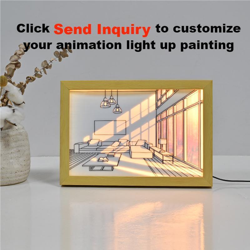 New Lighting up painting 2.0 Ins Style Light Decorative Led Canvas Picture Prints Art Nodric LED Photo Night Lamp Gift