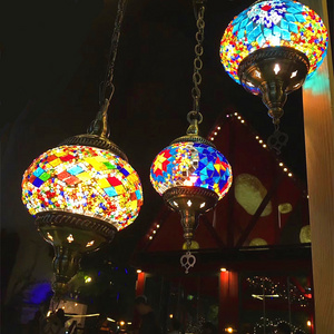 Turkish Mosaic Pendant Lights Chandelier Moroccan Hanging Light Fixture Bohemia Mediterranean Lighting Turkish Lamps LED Glass