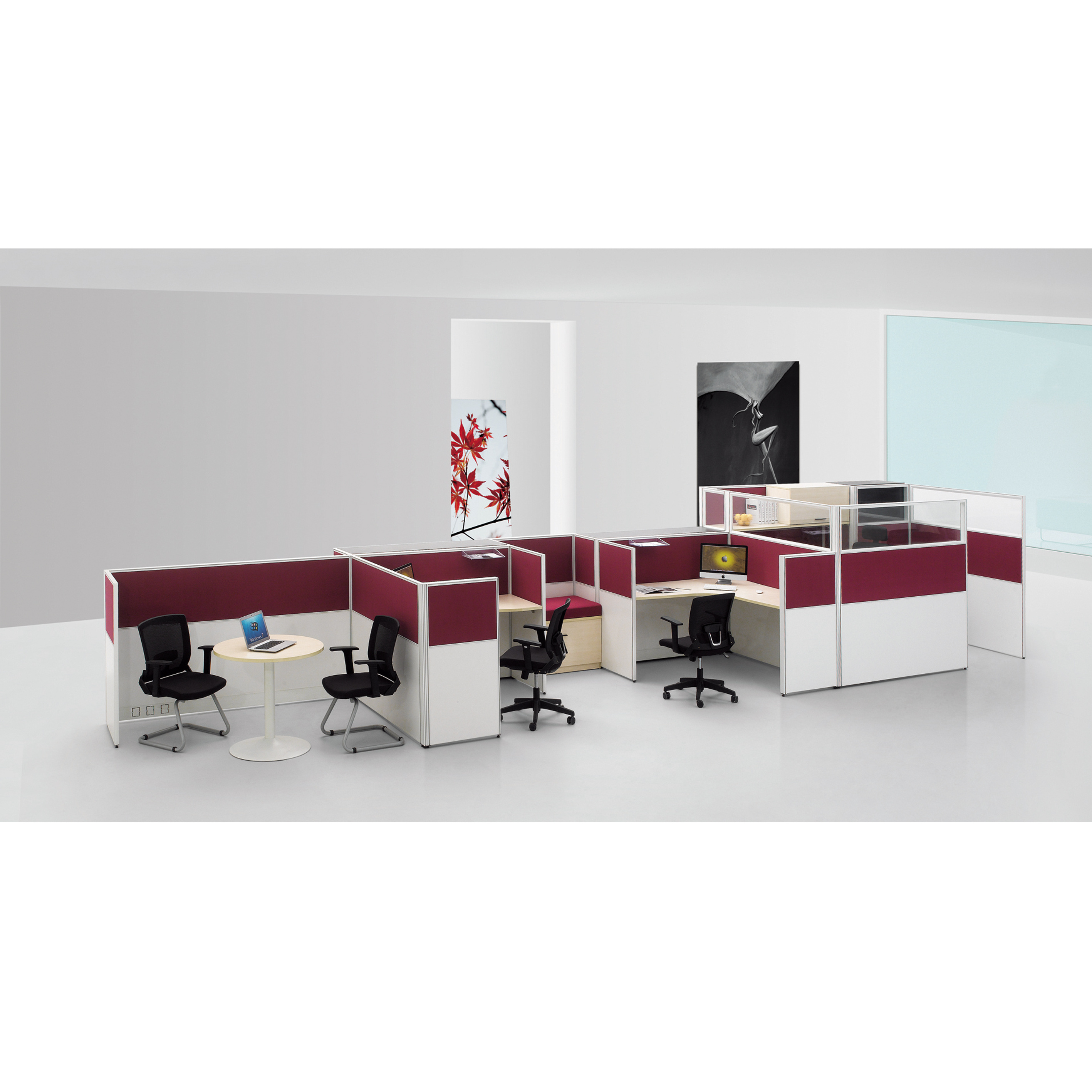 Office Divider Call Center Cubicles 4  6  8 Person Workstation With 3 Drawer Pedestal For Call Center for office furniture