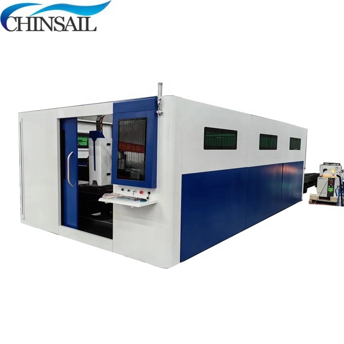 Enclosed cover fiber cnc laser cutting machine 1530 2030 2040 2060 with interchange table