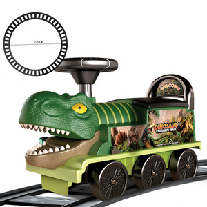 Electric track game steering wheel sliding dinosaur toys ride on car boys