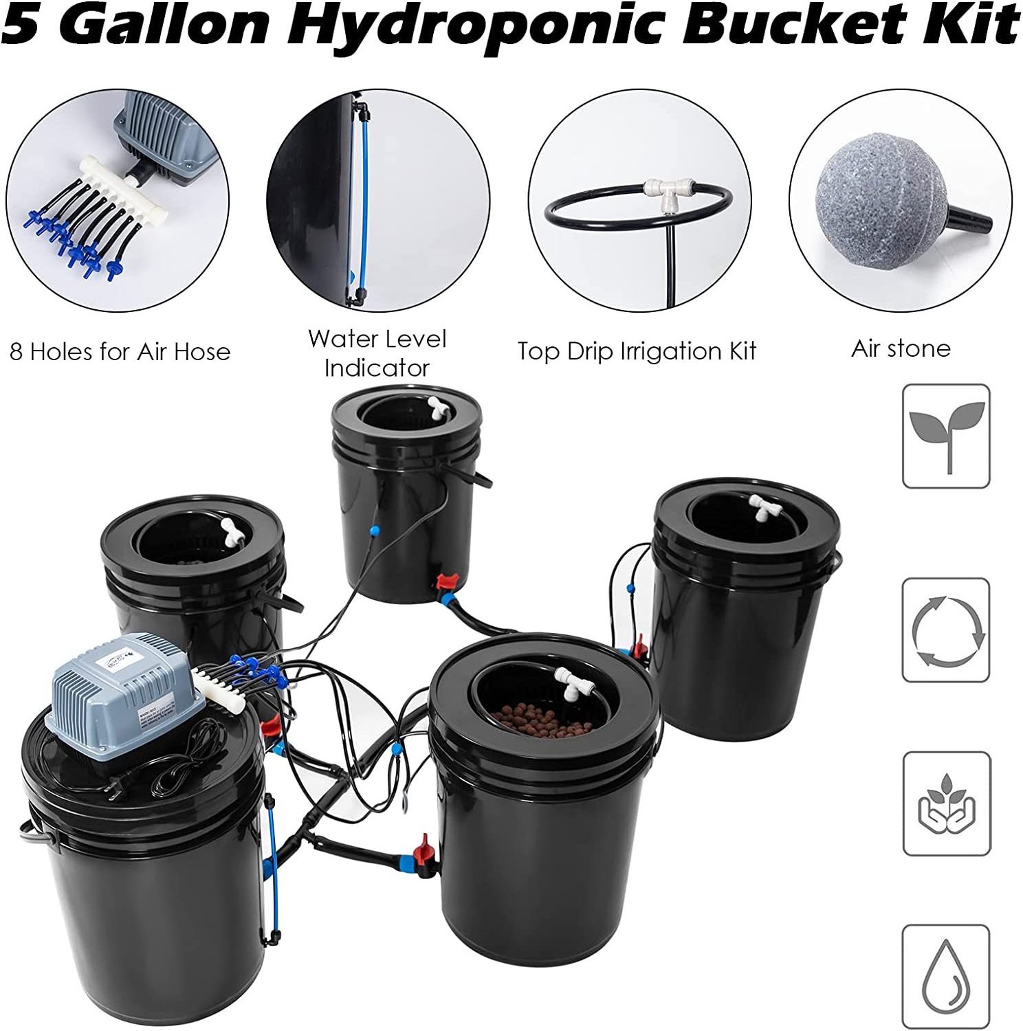 20 liter single circular pot dwc plant hydroponics system 5 gallon cloner bucket