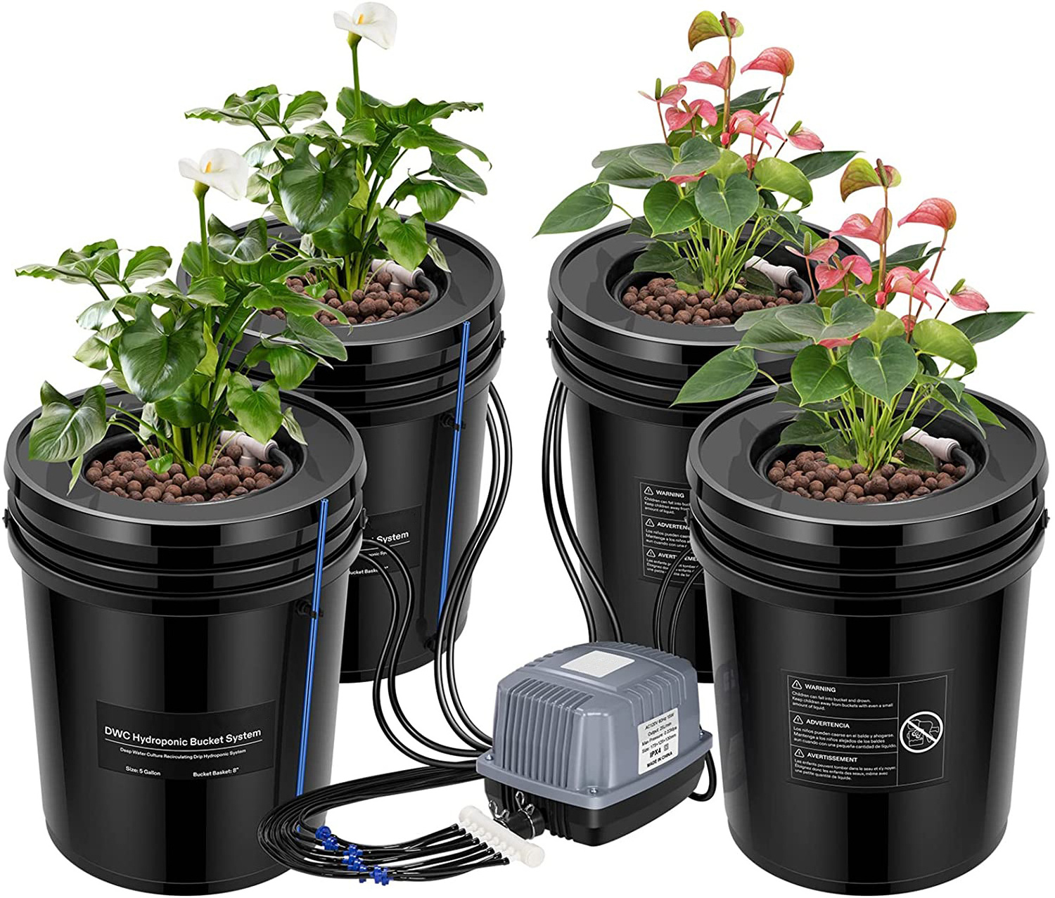 Hydroponic Bucket System Recirculating Top Feed Drip Hydroponics Growing System 5 Gallon Deep Water Culture Bucket System Kit