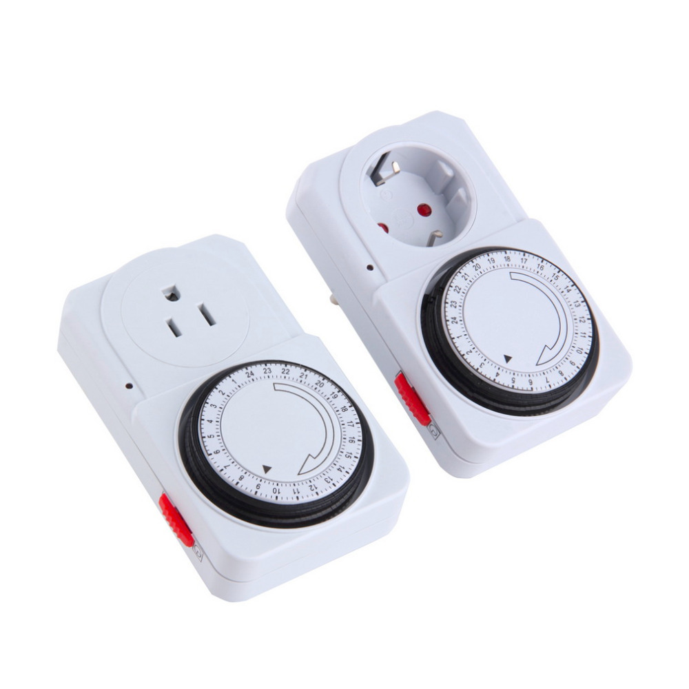 24 Hours Mechanical Programmable Time Relay US Socket Plug in Timer Switch 110V