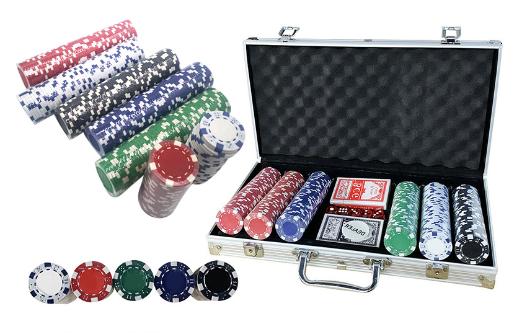 US texas 300pcs Poker Chips jetton steel clay 2 Playing Cards Bargaining Poker Chips Set With Aluminium Case