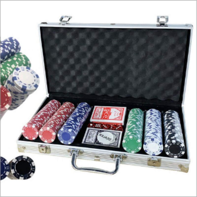 US texas 300pcs Poker Chips jetton steel clay 2 Playing Cards Bargaining Poker Chips Set With Aluminium Case