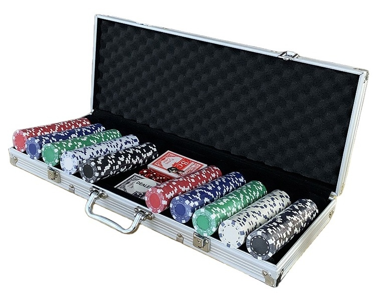 Wholesale casino Texas luxury clay aluminum suitcase poker chip set 500 for poker game