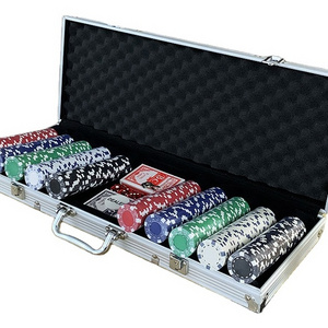 Wholesale casino Texas luxury clay aluminum suitcase poker chip set 500 for poker game