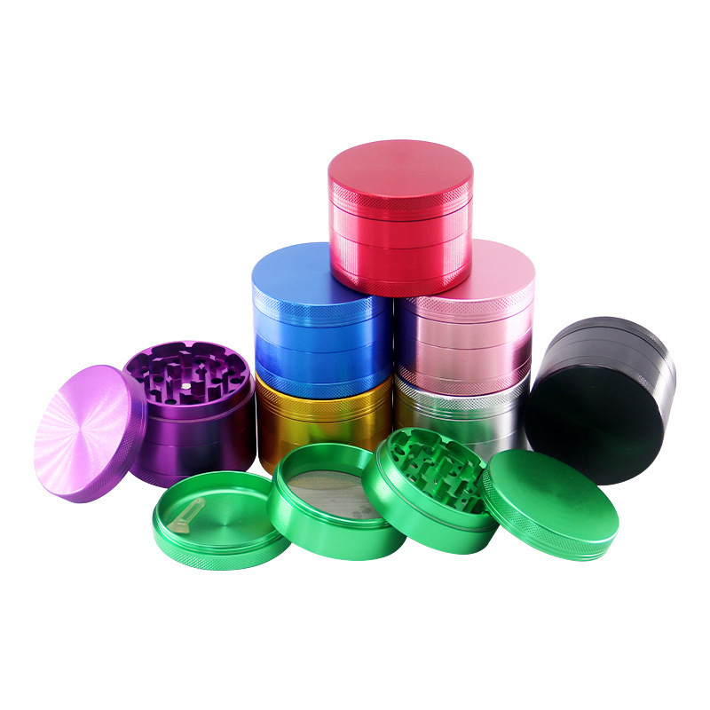 Wholesale California Spotted 4 Piece Herb Grinder Large Anodized Spice Shredder 2.5